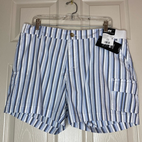 Lee Stripe Midrise Cargo Shorts Stretch Waist Sz 16 - Picture 1 of 6
